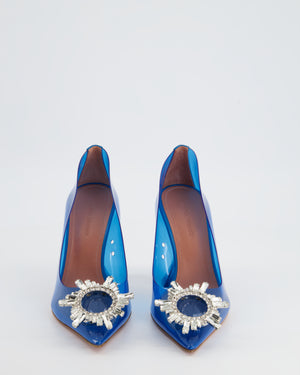 Amina Muaddi Blue Begum PVC Pump with Crystal Detail Size EU 35