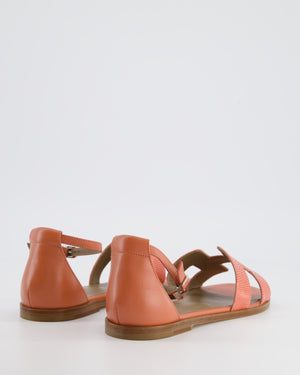 Hermès Santorini Sandal Orange Joey in Shiny Lizard Leather Size EU 35