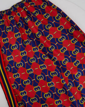 Gucci Red and Blue Silk GG 
Floral Jacquard Trousers Size XXS (UK 4)