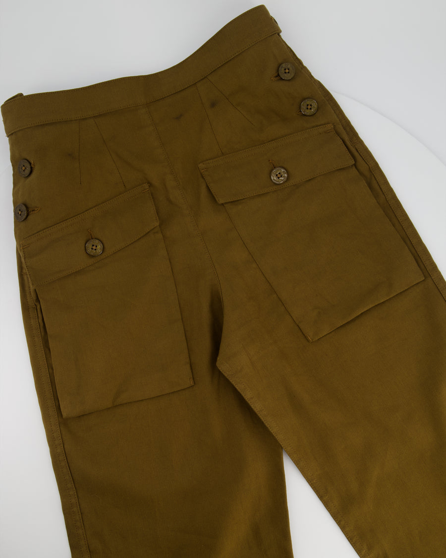 Chloé Brown Pocketed Cargo Trousers with Side Button Detail Size FR 36 (UK 8)