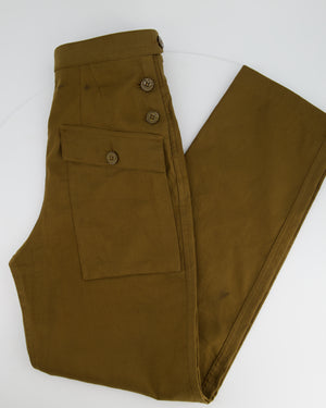 Chloé Brown Pocketed Cargo Trousers with Side Button Detail Size FR 36 (UK 8)