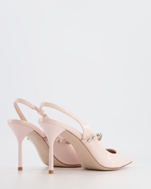 Miu Miu Light Pink Patent Slingback Pump with Crystal Details Size EU 37.5 RRP £1,150