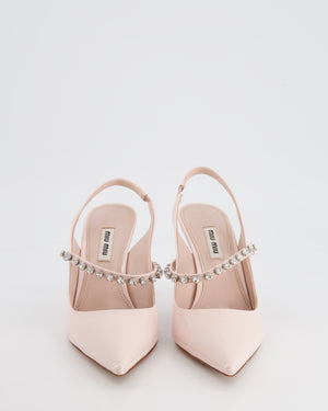 Miu Miu Light Pink Patent Slingback Pump with Crystal Details Size EU 37.5 RRP £1,150