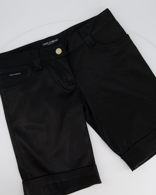 Dolce 
Gabbana Black Satin Long Shorts Size IT 38 (UK 6)