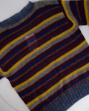 Prada Grey Striped Mohair Jumper Cable Knit Jumper IT 52 (UK XL)