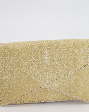 Bottega Veneta Beige Stingray Envelope Double Flap Clutch Bag