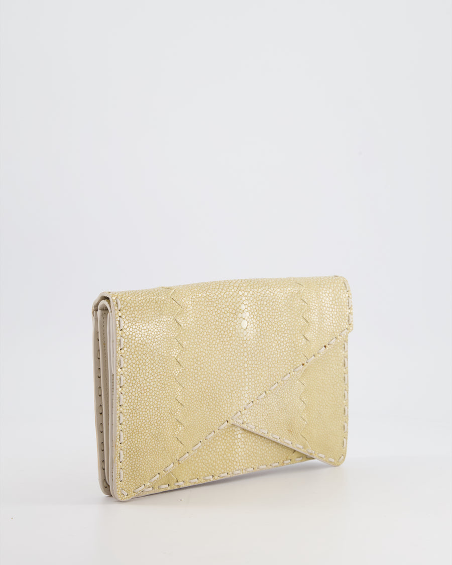 Bottega Veneta Beige Stingray Envelope Double Flap Clutch Bag