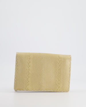 Bottega Veneta Beige Stingray Envelope Double Flap Clutch Bag