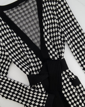 Balmain Black and White Checked Cardigan with Belt Size FR 36 (UK 8)