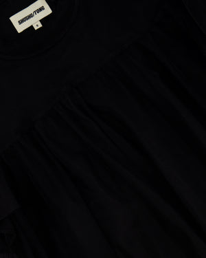 Shushu/Tong Black Round Neck T-Shirt with Tulle Overlay IT 40 (UK 8)