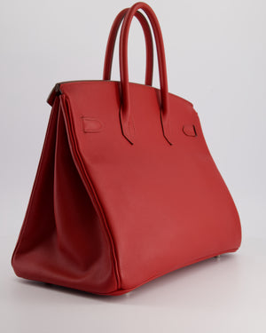 Hermès Birkin Retourne Bag 35cm in Rouge Casaque Epsom Leather with Palladium Hardware