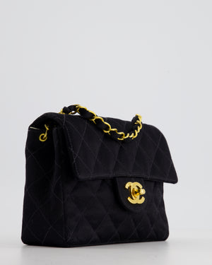 *HOT* Chanel Vintage Satin Black Mini Square Flap Bag with 24K Gold Hardware