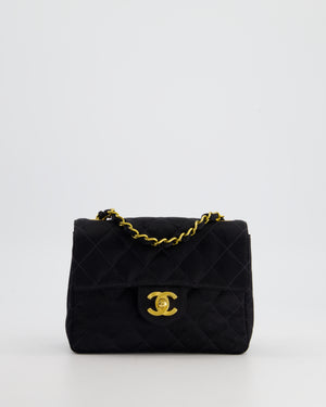 *HOT* Chanel Vintage Satin Black Mini Square Flap Bag with 24K Gold Hardware