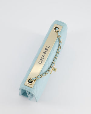 *HOT COLOUR* Chanel Baby Blue Quilted Trendy Wallet on Chain Bag in Lambskin Leather with Champagne Gold Hardware