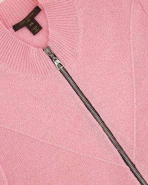 Louis Vuitton Baby Pink Cashmere Zipped Cardigan with Silver Logo Details Size XS (UK 6)