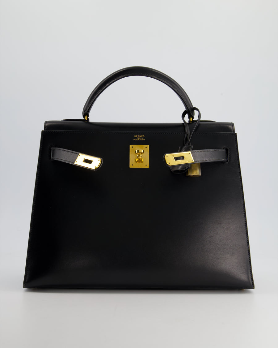 Hermès Vintage Kelly 32cm Replica Jewelry
 in Black Box Calf Leather with Gold Hardware