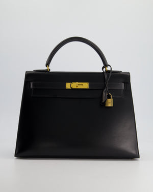 Hermès Vintage Kelly 32cm Replica Jewelry
 in Black Box Calf Leather with Gold Hardware