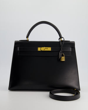 Hermès Vintage Kelly 32cm Replica Jewelry
 in Black Box Calf Leather with Gold Hardware