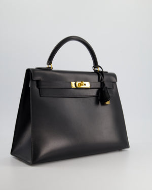 Hermès Vintage Kelly 32cm Replica Jewelry
 in Black Box Calf Leather with Gold Hardware