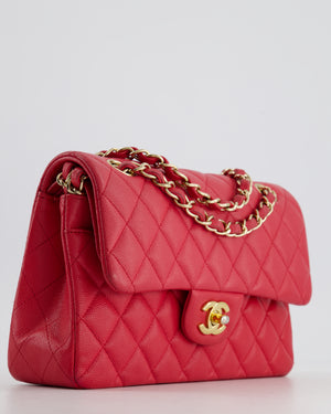 Chanel Pink Small Classic Double Flap Bag in Caviar Leather with Gold Hardware RRP £8,530