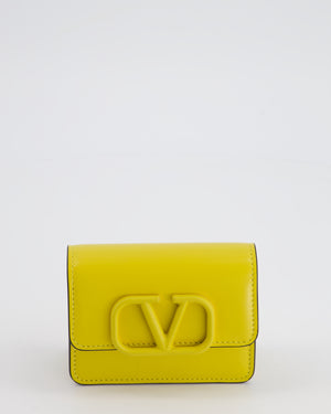 Valentino Yellow Leather Small Purse with Logo and Brushed Gold Hardware