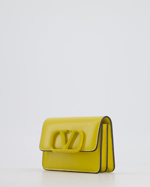 Valentino Yellow Leather Small Purse with Logo and Brushed Gold Hardware