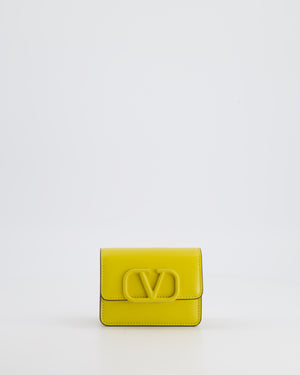 Valentino Yellow Leather Small Purse with Logo and Brushed Gold Hardware