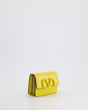 Valentino Yellow Leather Small Purse with Logo and Brushed Gold Hardware