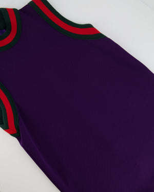 Gucci Purple Mini Sleeveless Dress with Green and Red Wool Trim Detail Size XS ( UK 6)