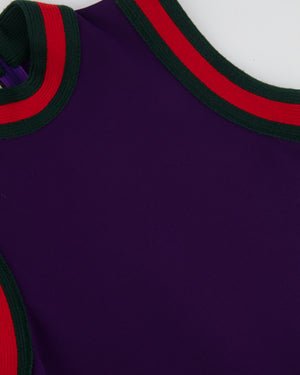 Gucci Purple Mini Sleeveless Dress with Green and Red Wool Trim Detail Size XS ( UK 6)