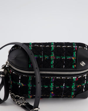 Chanel Black, Green Multi-Colour Tweed Bum Bag with Silver Hardware