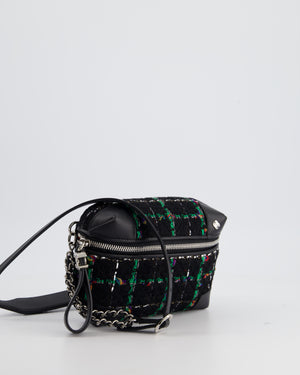 Chanel Black, Green Multi-Colour Tweed Bum Bag with Silver Hardware