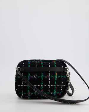 Chanel Black, Green Multi-Colour Tweed Bum Bag with Silver Hardware