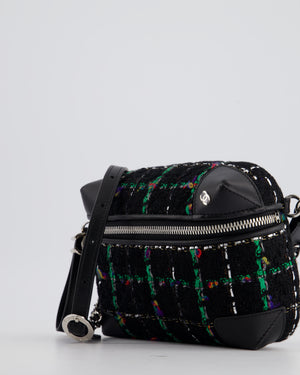 Chanel Black, Green Multi-Colour Tweed Bum Bag with Silver Hardware