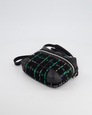 Chanel Black, Green Multi-Colour Tweed Bum Bag with Silver Hardware