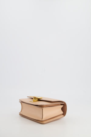 Céline Light Peach Leather Small Shoulder Box Bag with Gold Hardware