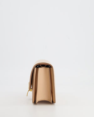 Céline Light Peach Leather Small Shoulder Box Bag with Gold Hardware