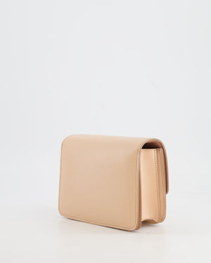 Céline Light Peach Leather Small Shoulder Box Bag with Gold Hardware