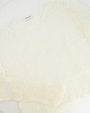 Saint Laurent Cream Mohair Perforated Knit Jumper Size S (UK 8)