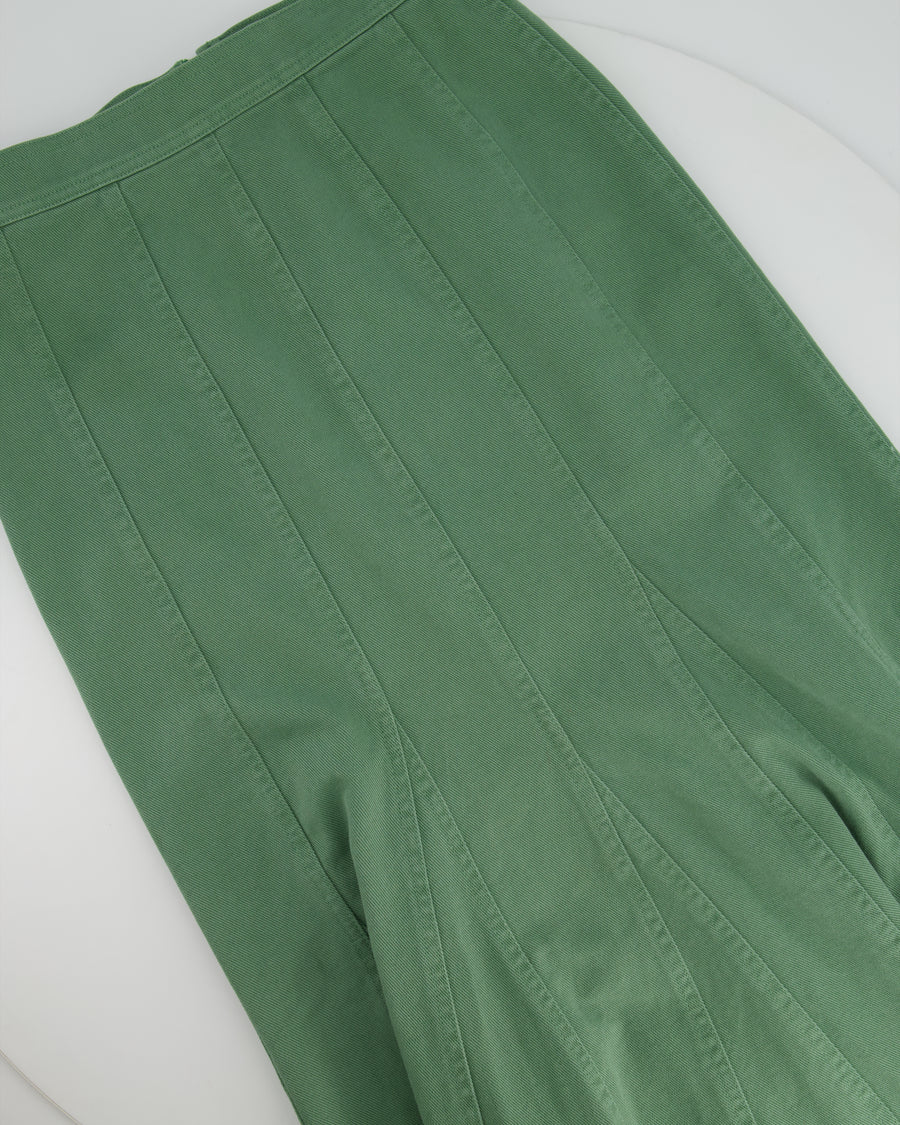 Max Mara Green Denim Maxi Skirt with Frill Hem Detail IT 36 (UK 4) (fits a UK 8) RRP £640