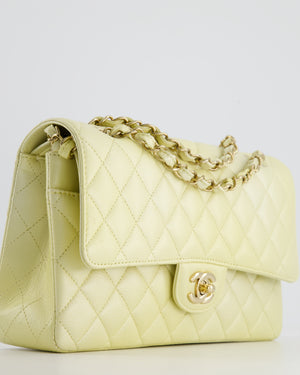 *RARE* Chanel Lemon Sobert Shimmer Medium Classic Double Flap Bag in Iridescent Calfskin Gold Hardware  RRP £8,530