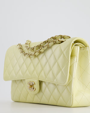 *RARE* Chanel Lemon Sobert Shimmer Medium Classic Double Flap Bag in Iridescent Calfskin Gold Hardware  RRP £8,530