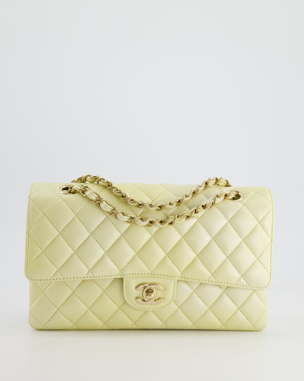 *RARE* Chanel Lemon Sobert Shimmer Medium Classic Double Flap Bag in Iridescent Calfskin Gold Hardware  RRP £8,530