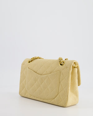 *HOT VINTAGE* Chanel Beige Small Fabric Classic Double Flap Bag with 24K Gold Hardware