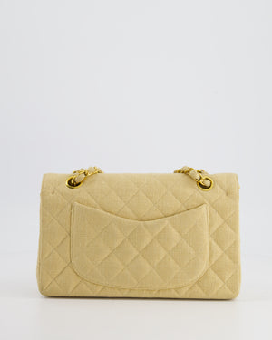 *HOT VINTAGE* Chanel Beige Small Fabric Classic Double Flap Bag with 24K Gold Hardware