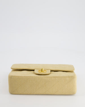 *HOT VINTAGE* Chanel Beige Small Fabric Classic Double Flap Bag with 24K Gold Hardware