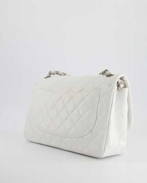 Chanel White Jumbo Classic Double Flap Bag in Lambskin Leather with Silver Hardware RRP £9,240