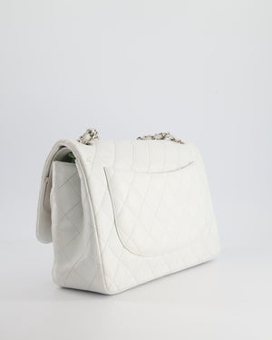 Chanel White Jumbo Classic Double Flap Bag in Lambskin Leather with Silver Hardware RRP £9,240