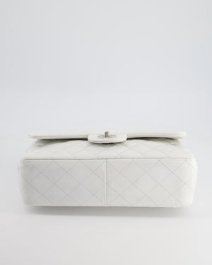 Chanel White Jumbo Classic Double Flap Bag in Lambskin Leather with Silver Hardware RRP £9,240