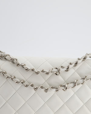 Chanel White Jumbo Classic Double Flap Bag in Lambskin Leather with Silver Hardware RRP £9,240